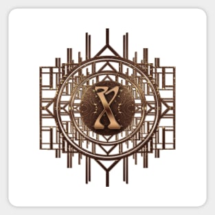 x letter in golden vintage jugendstil style for elegant personal monogram gifts Sticker